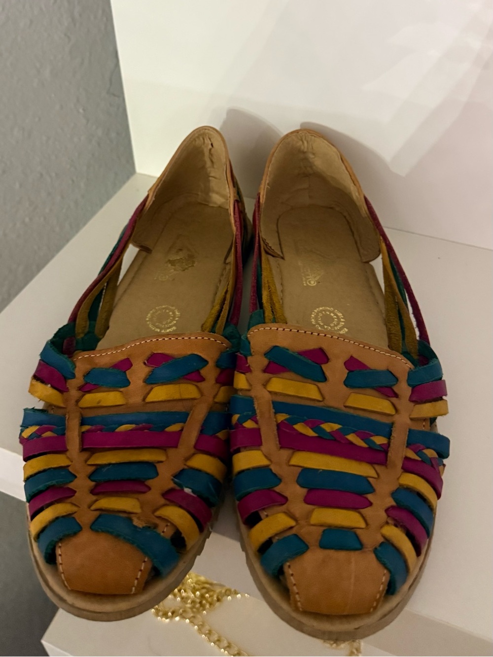 Women’s Multi-Color Woven Leather Huarache Flats